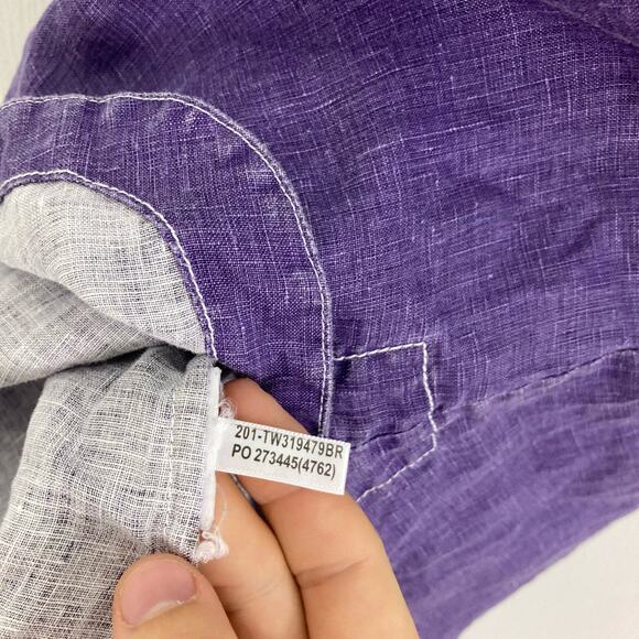 NWOT TOMMY BAHAMA Shirt Top Women S Linen Royal-Purple Curve-Hem Sleeveless Butn - Picture 7 of 9